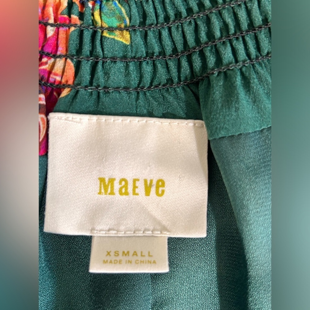 Anthropologie Maeve Green Long Sleeve Cut-Out Blouse - Picture 3 of 6